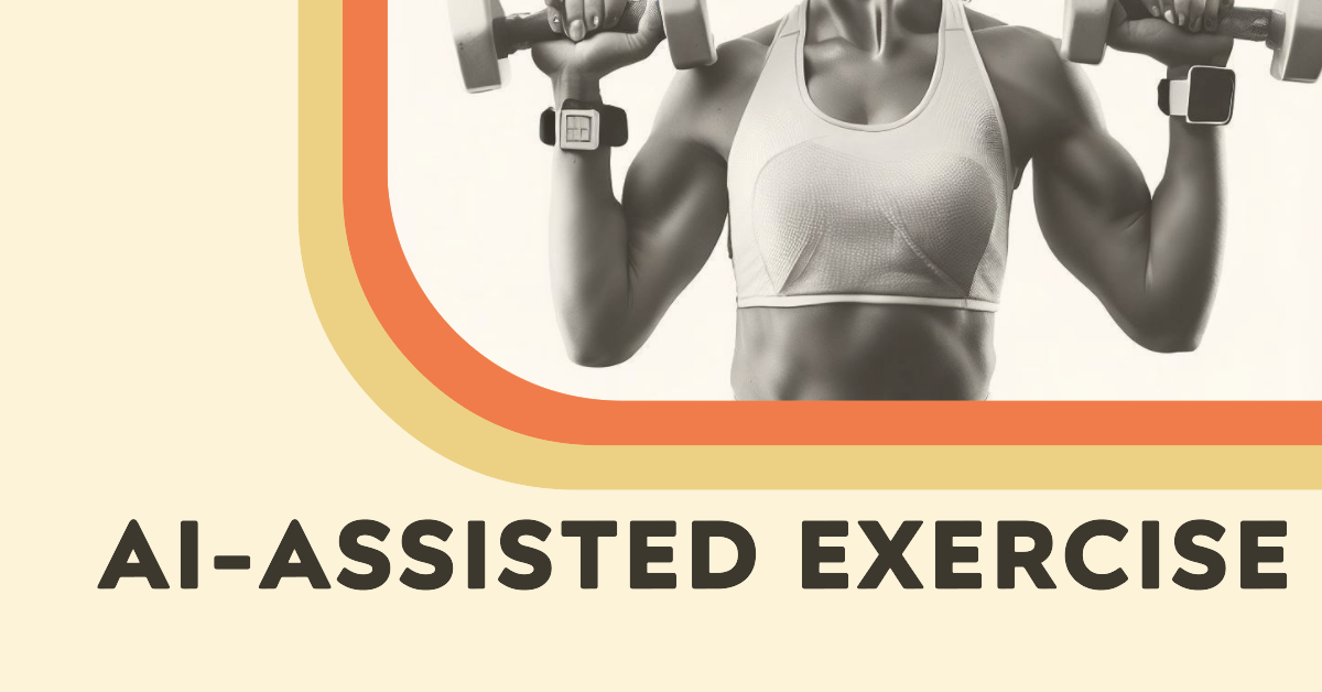 AI-generated image of a woman exercising with a smart device